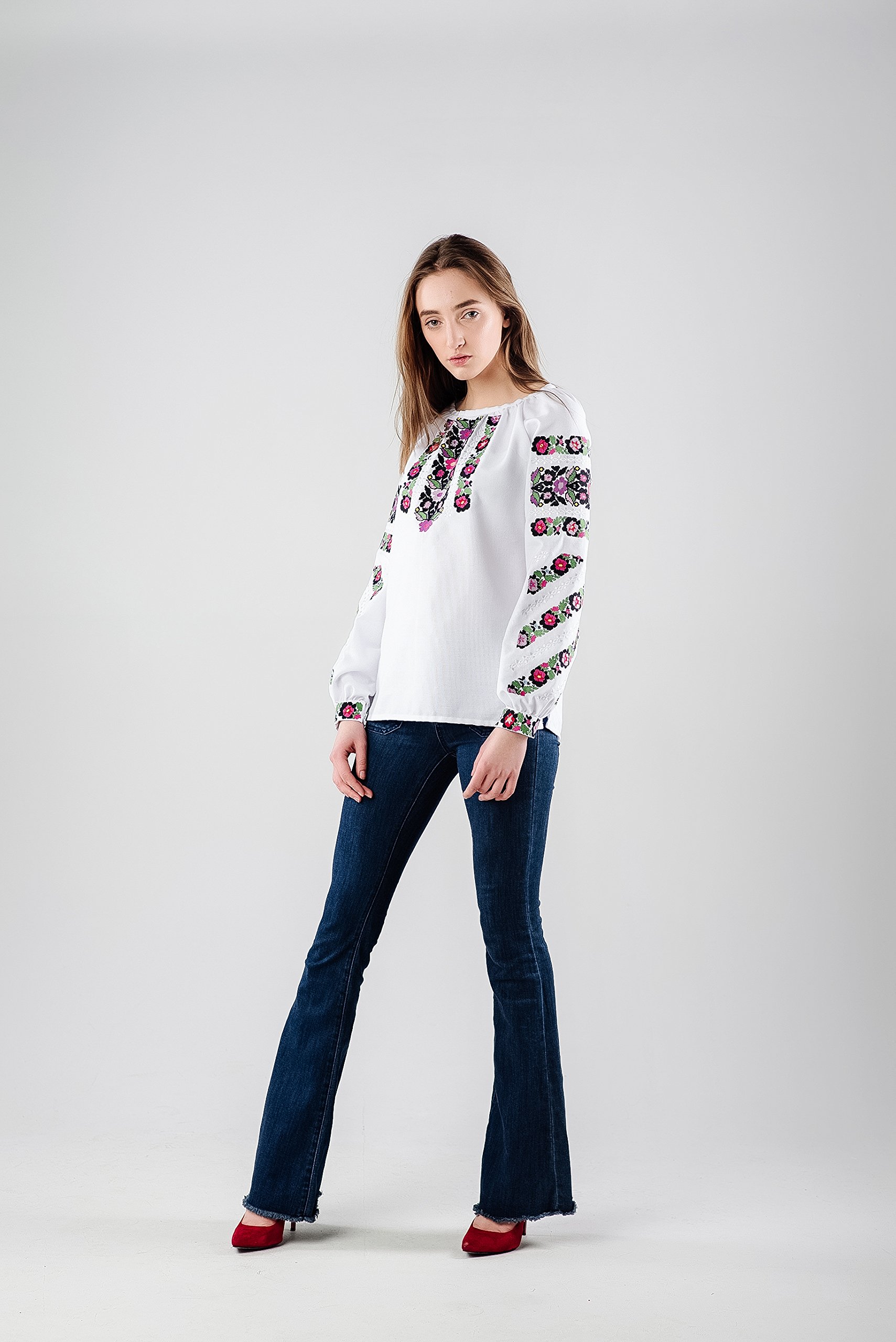 Handmade Embroidered Ukrainian Folk Blouse - 100% Natural Cotton Traditional Ethnic Top for Women | Perfect for Festivals, Cultural Events & Boho Fashion