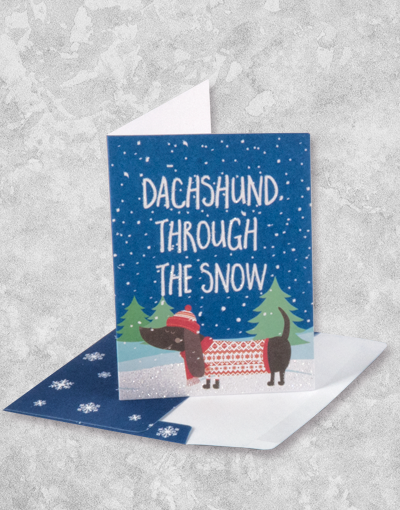 Dachshund Through The Snow Christmas Cards - 16 Count Boxed Holiday Greeting Cards for Xmas, Winter & Festive Season - Perfect for Holiday Mailing, Gift Exchanges & Seasonal Decorations