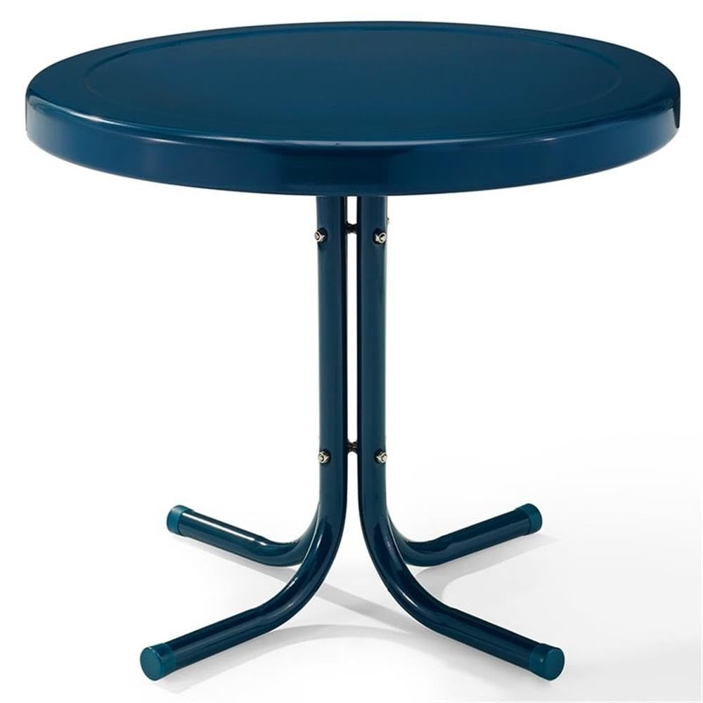 Home Square 2-Piece Navy Blue Metal Patio End Table Set - Outdoor Furniture for Deck, Garden & Poolside Relaxation