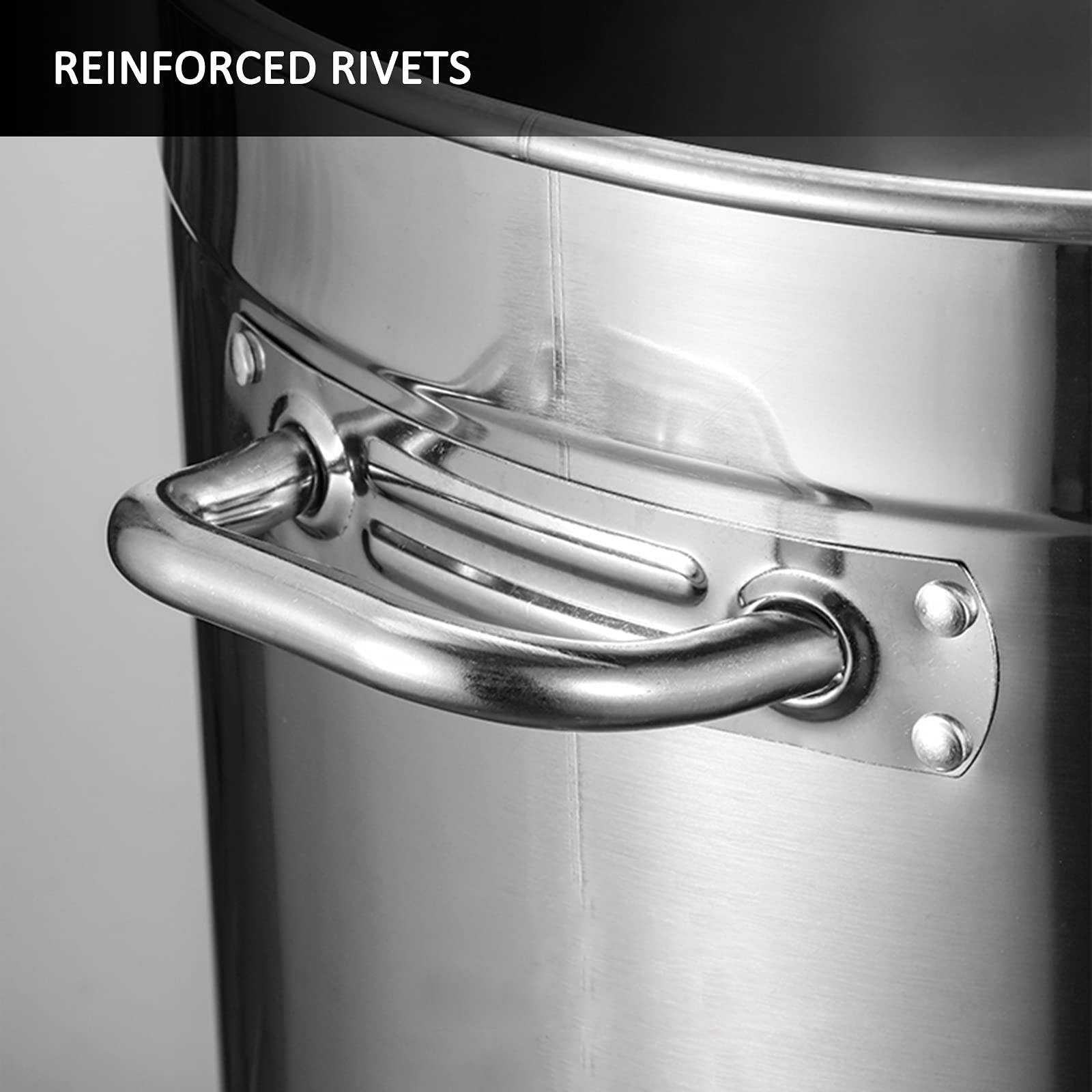 AIZYR 50 Quart Stainless Steel Outdoor Cooking Pot with Strainer Basket - Perfect for Seafood Boil, Lobster, Crab, Shrimp, Crawfish - Great for Backyard Parties, Camping, and Large Gatherings (13.8in, 12.5 Gallon)