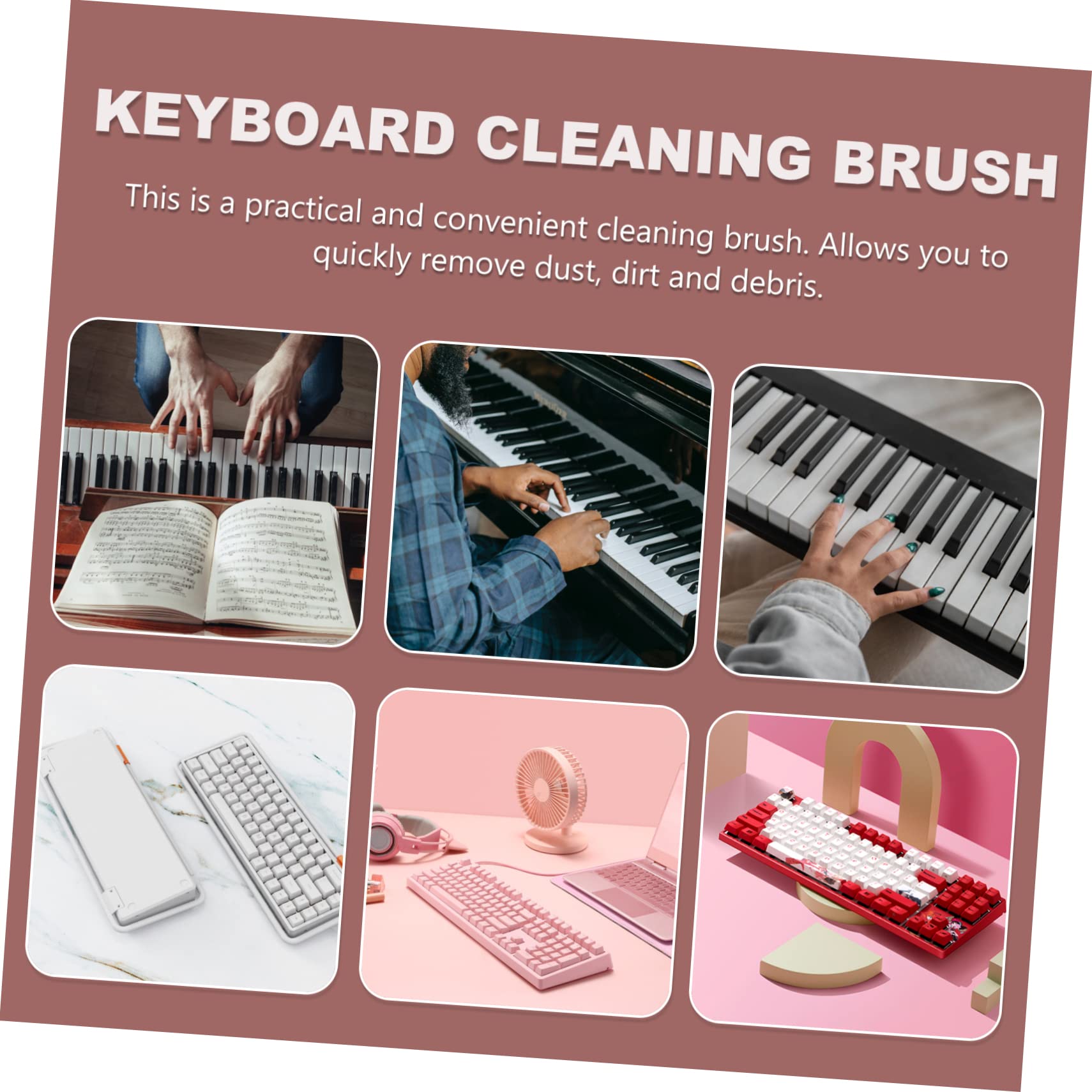 1Pc Premium Piano & Keyboard Cleaning Brush - Soft Nylon Bristles for Dust Removal, Wooden Handle - Ideal for Piano Keys, Computer Keyboards, Furniture & Patio Cleaning