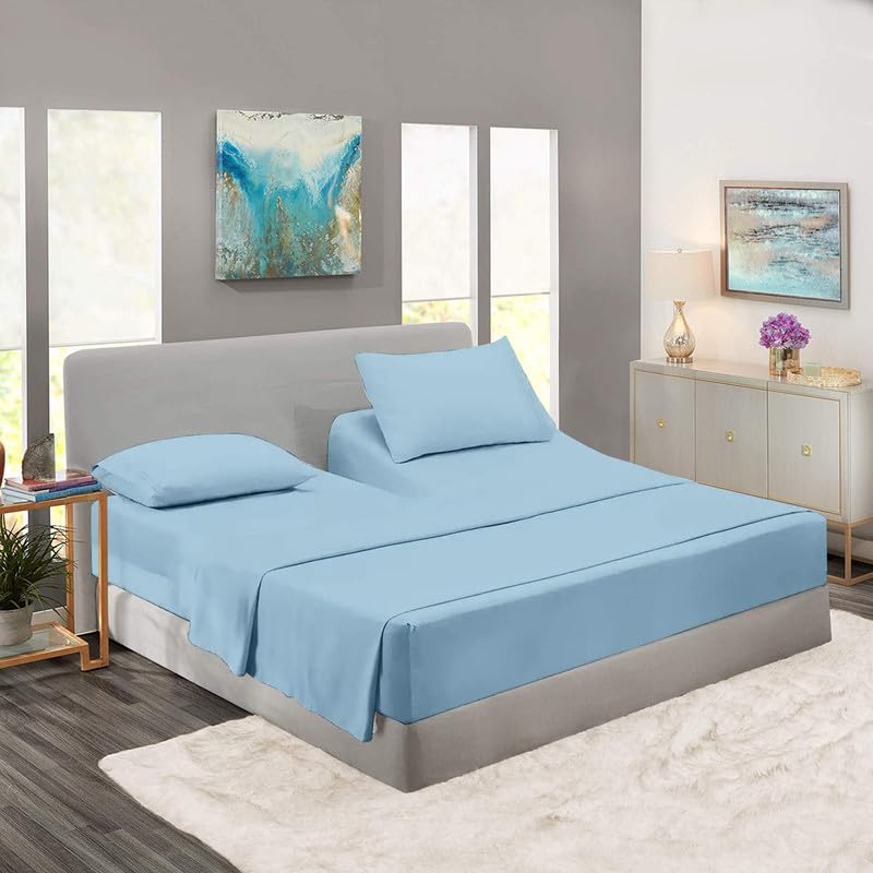 **Rajlinen 100% Cotton Split King Sheet Set for Adjustable Beds - 16