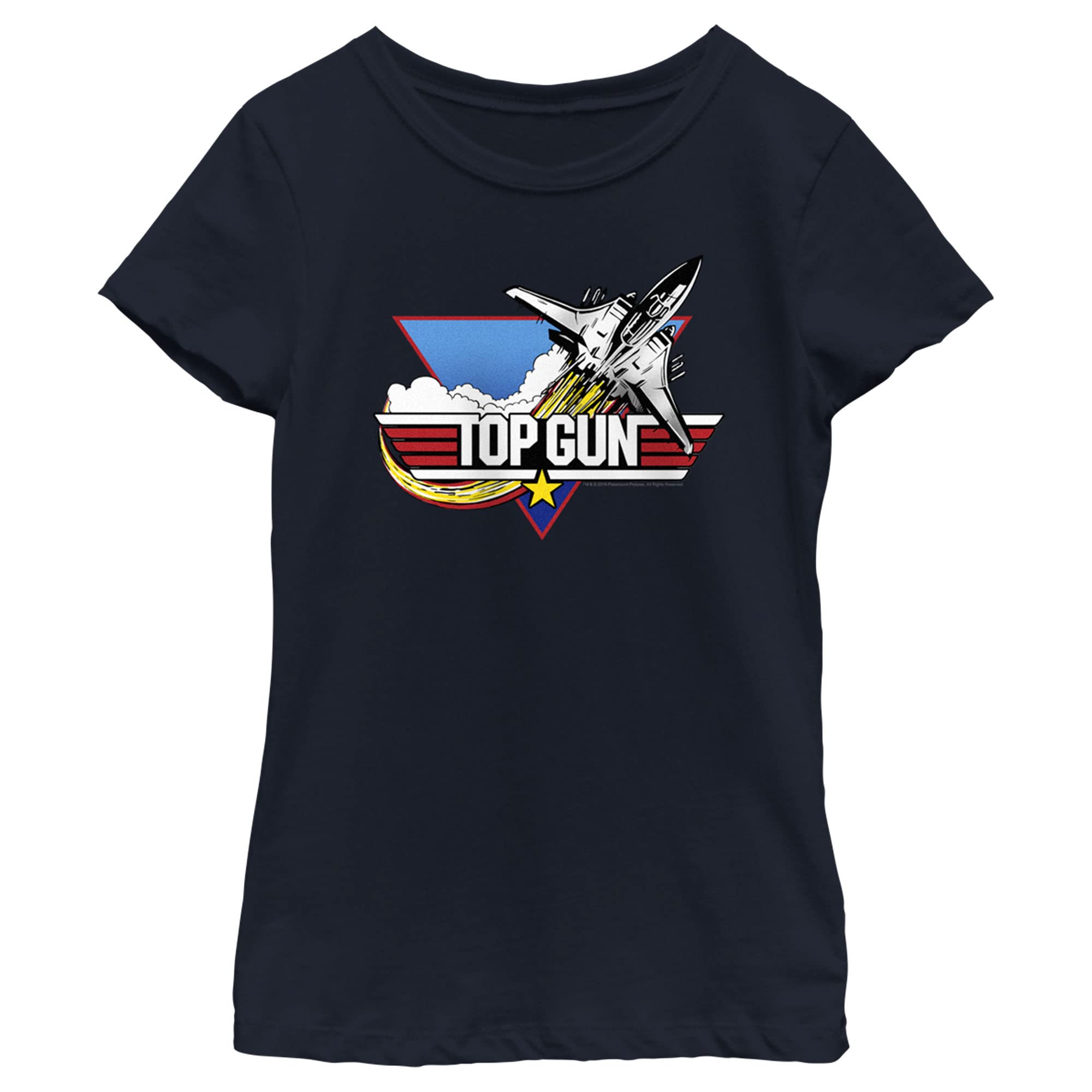 Girl's Top Gun Fighter Jet Logo Graphic T-Shirt - Cool Casual Outfit for School, Travel & Everyday Wear