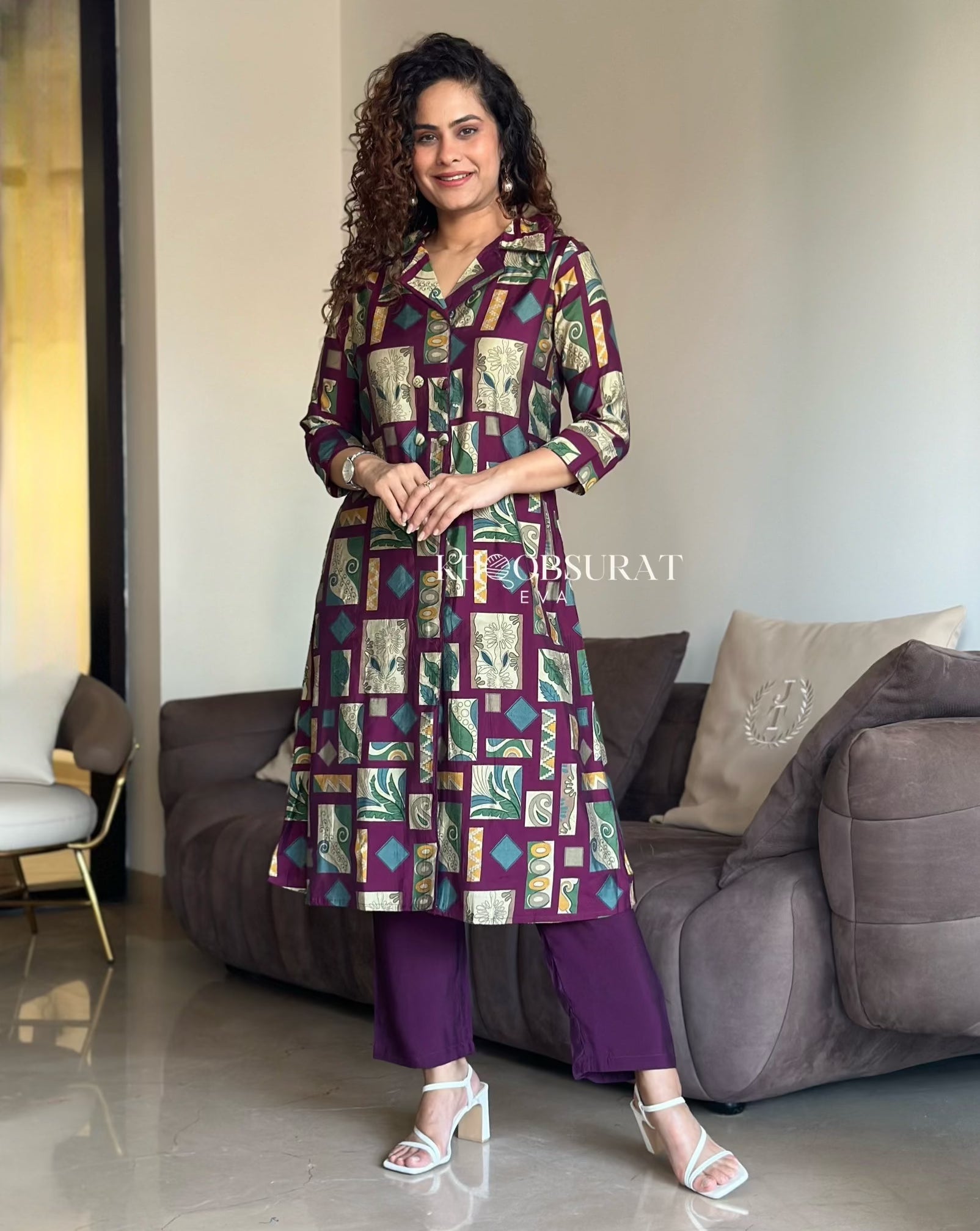 Queendom Maroon Kurta Set - Traditional Indian Ethnic Wear for Women, Perfect for Festivals, Weddings & Casual Outings