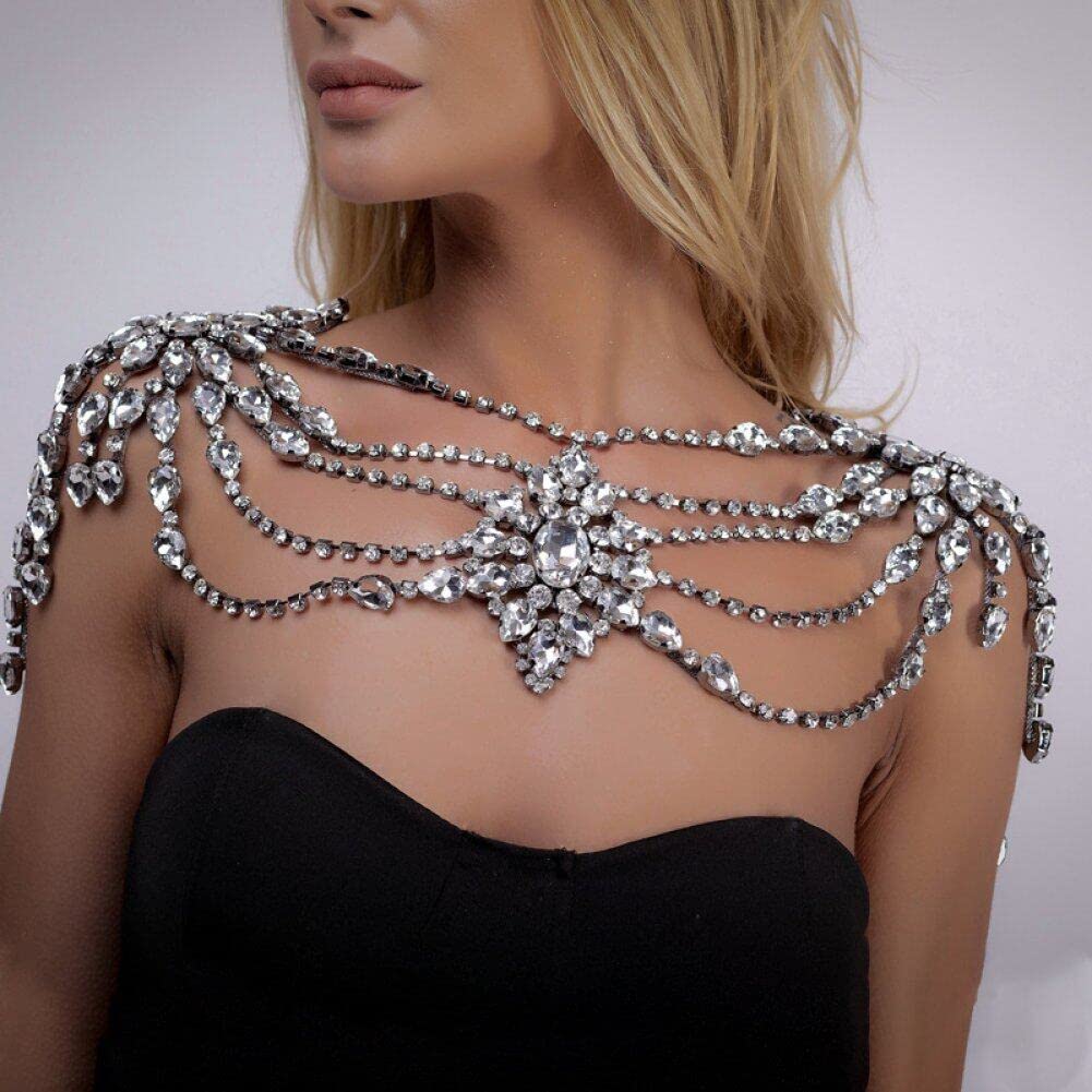 Stylish Punk Rhinestone Body Chain Necklace - Adjustable Multi-Layer Chest & Shoulder Jewelry for Women | Perfect for Music Festivals, Parties & Boho Fashion Outfits