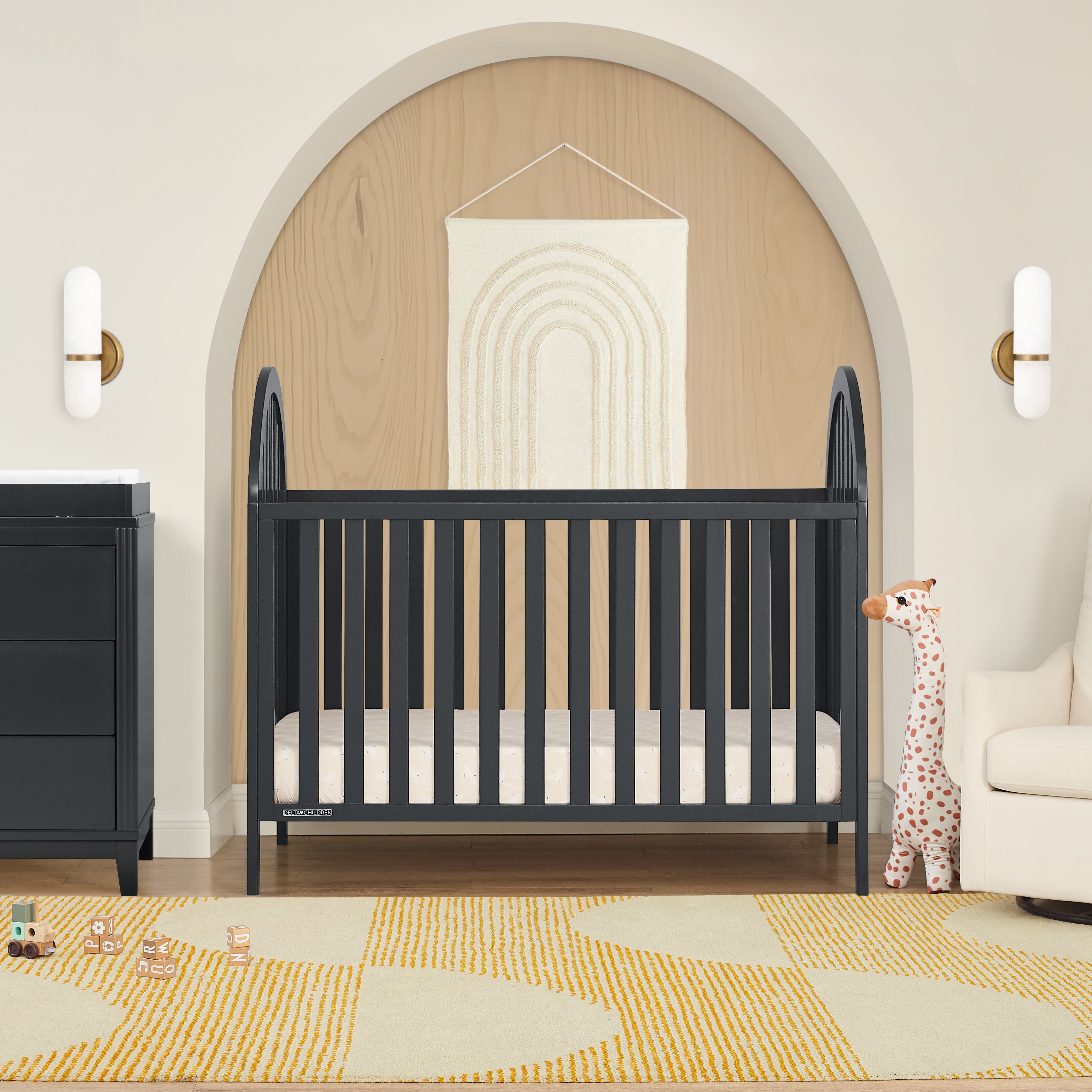 Milano 4-in-1 Convertible Baby Crib - Toddler Bed, Daybed & Full-Size Bed - Nursery Furniture for Boys & Girls - Perfect for Newborn to Teen Years