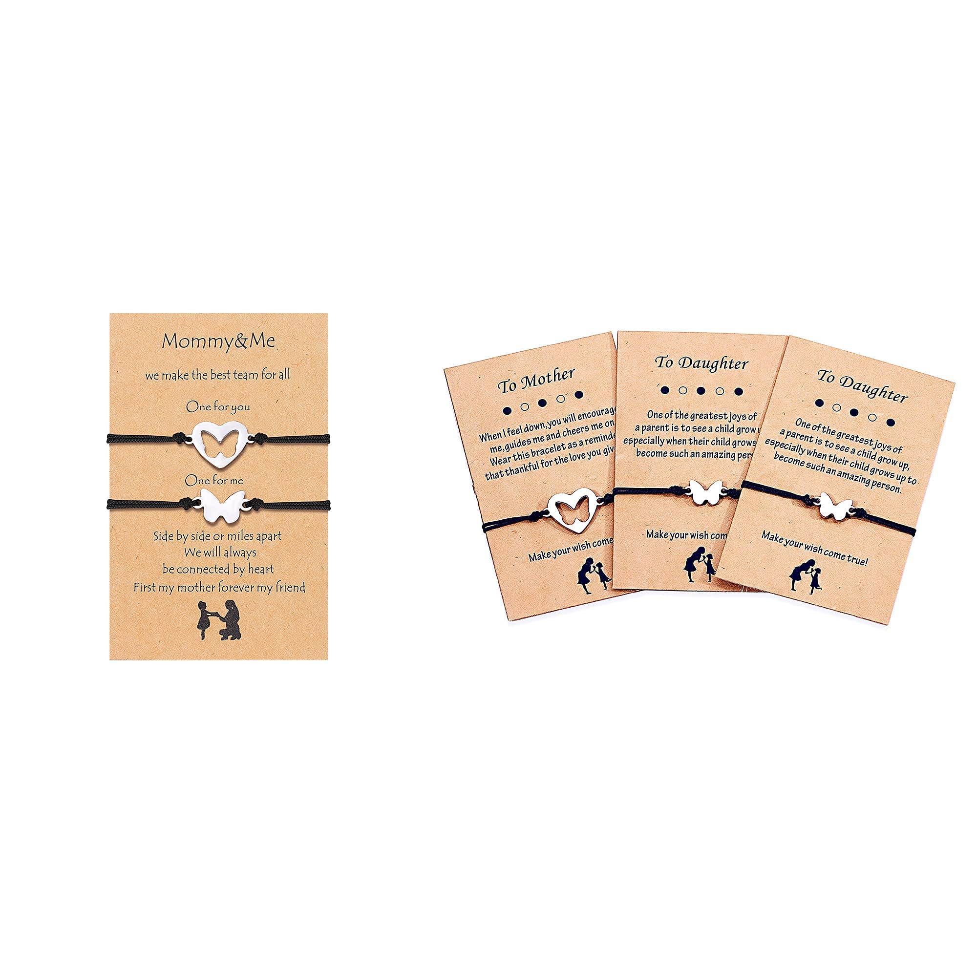 KINGSIN Mother Daughter Bracelets Set - Matching Heart Wish Bracelets Jewelry Gift for Mom & Daughter - Perfect for Birthdays, Anniversaries & Family Bonding Moments