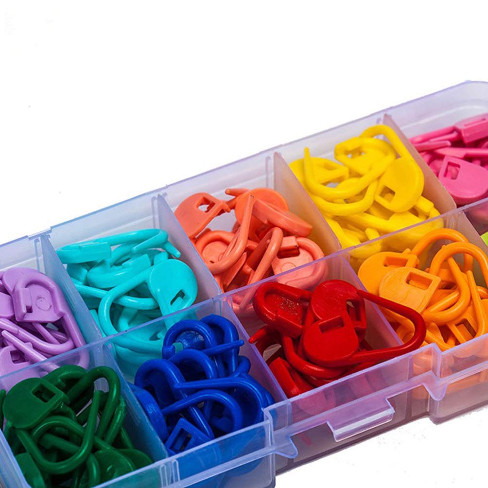 EXCEART 120Pcs Plastic Crochet Locking Stitch Markers with Storage Box - Knitting Needle Clips for Weaving, Sewing, DIY Crafts & Quilling - Perfect for Yarn Projects, Scrapbooking & Handmade Gift Making