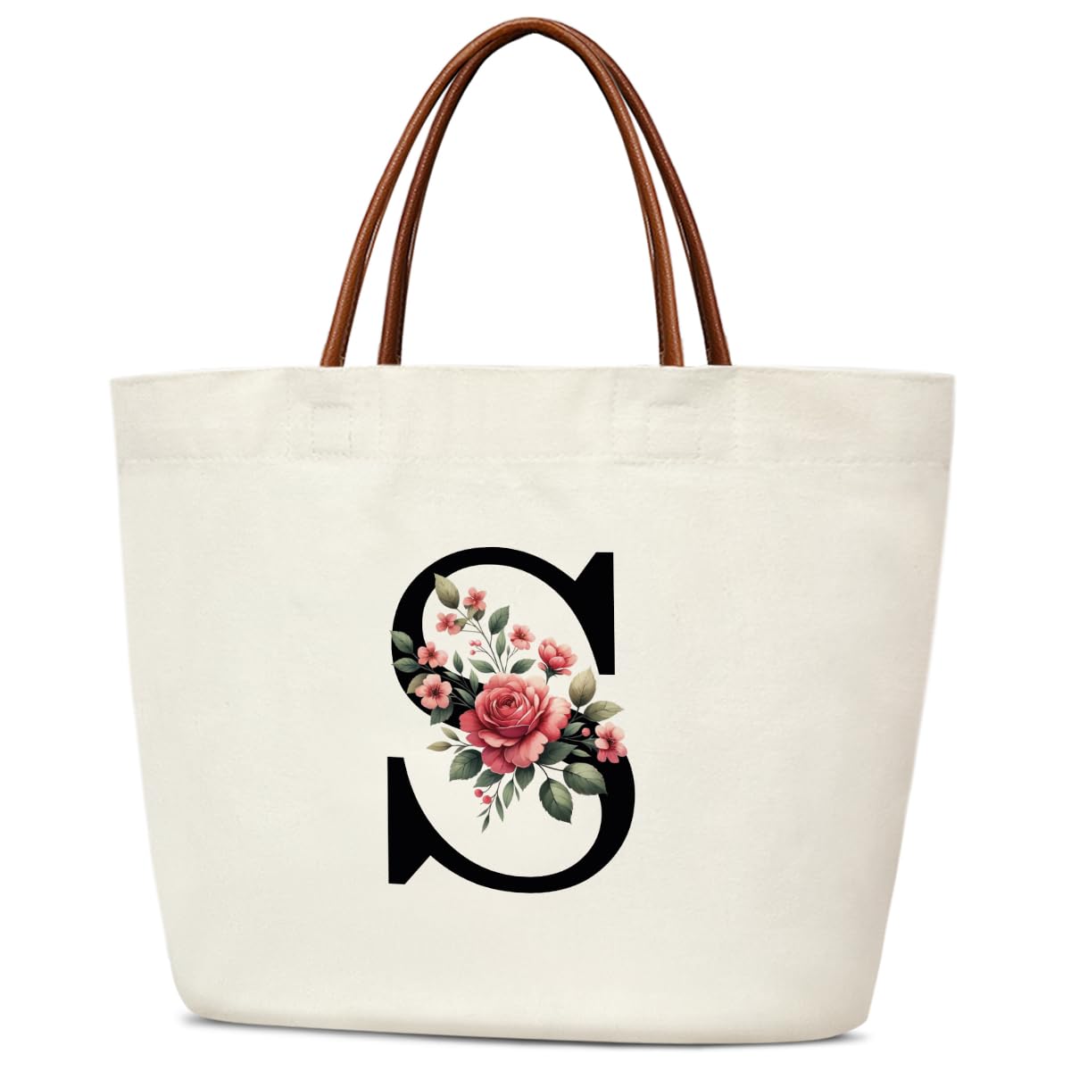 Personalized Monogram A-Z Canvas Tote Bag for Women - Custom Initial Wedding Gift, Shopping & Beach Handbag - Perfect for Bridesmaids, Grocery Trips & Everyday Use