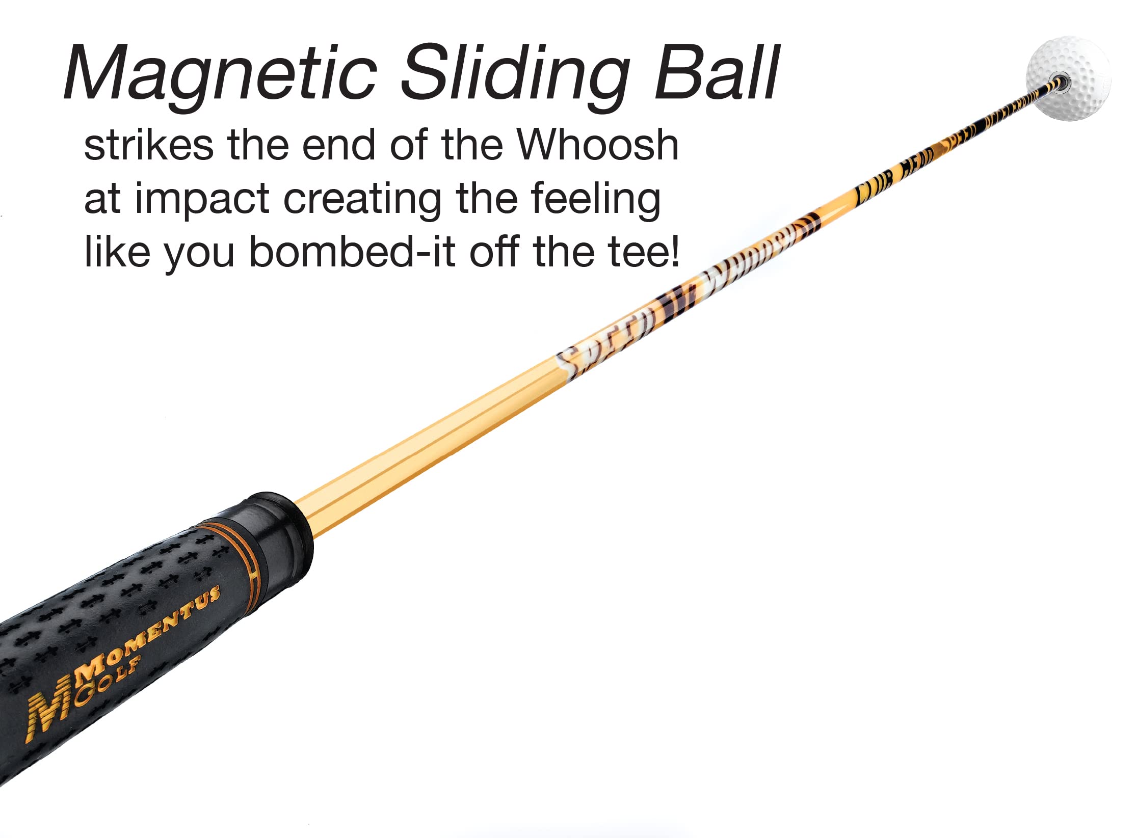 Momentus Speed Whoosh Golf Swing Trainer - Magnetic Sliding Timing Ball for Swing Speed Training | Increase Golf Swing Speed 7-10 mph | Perfect for Driving Range Practice & Home Training