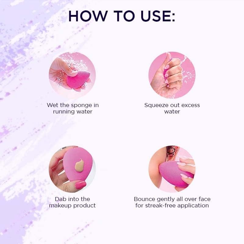 CHRONEX 3-Pack Professional Makeup Beauty Blender Sponges | Soft Latex-Free Reusable Face Sponge Puff for Foundation, Concealer & Powder | Perfect for All Skin Types, Easy to Clean & Travel-Friendly