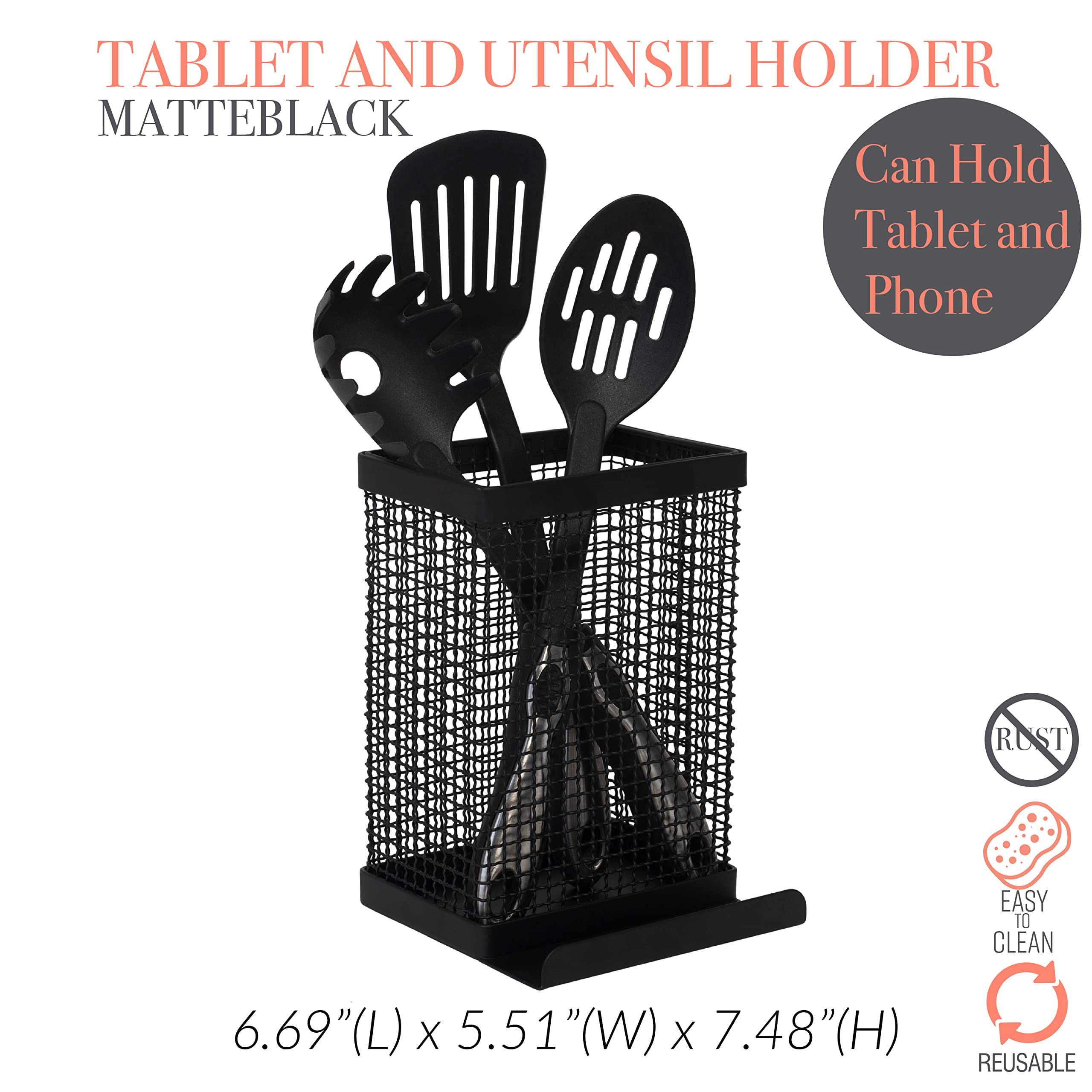 Industrial Kitchen Utensil Holder & Tablet Stand - 6.69