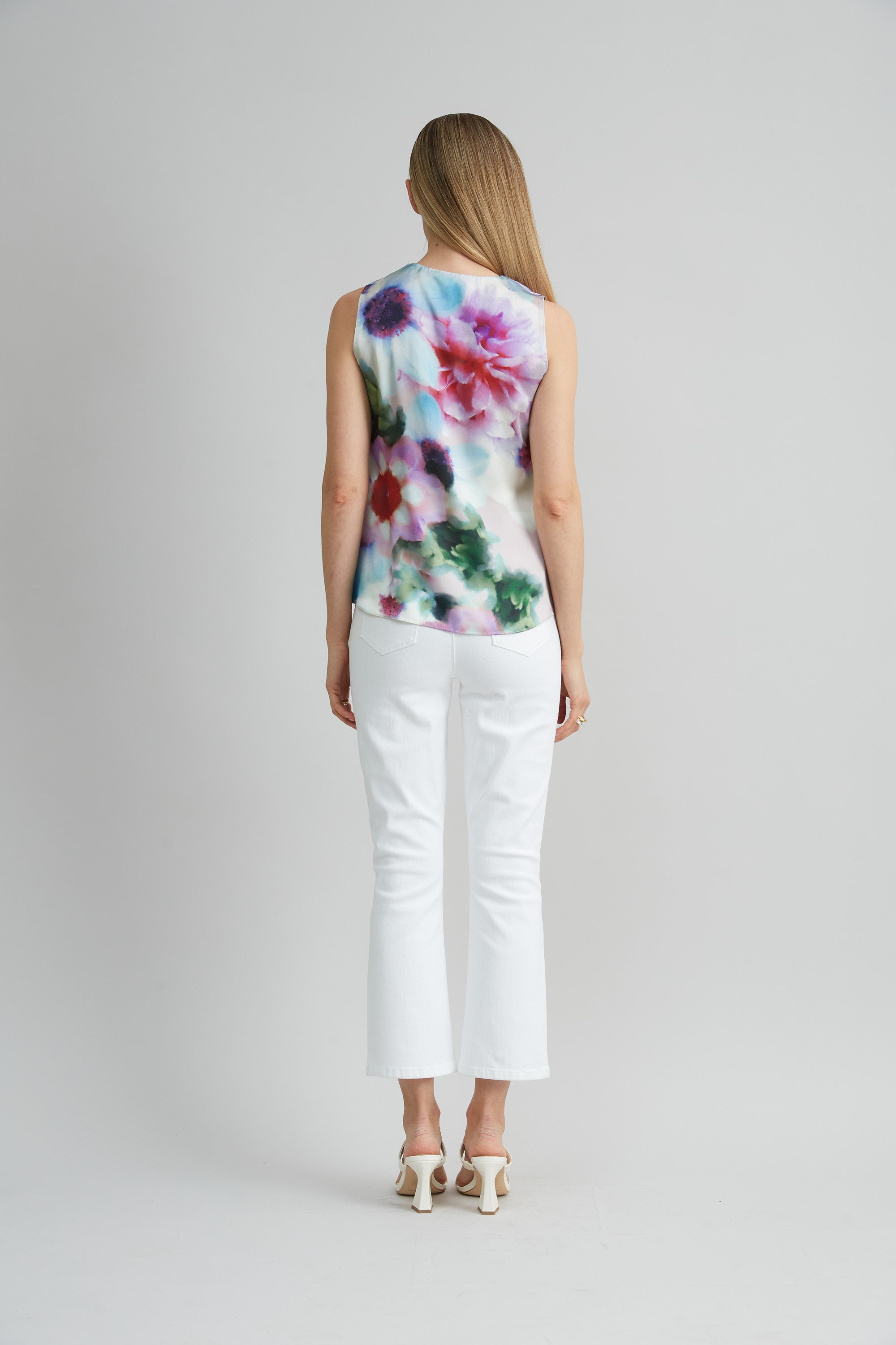 Silk Satin Floral Print Blouse for Women - Elegant Flowy Shirt with Fantasia Design - Perfect for Office, Date Night & Special Occasions