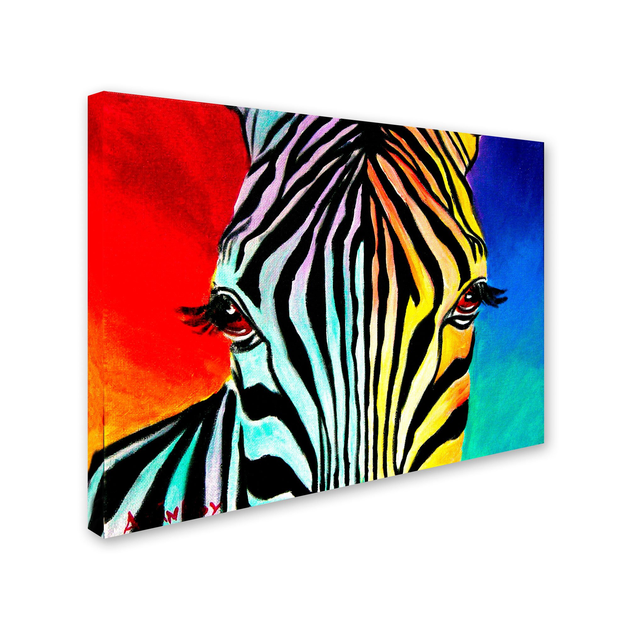 Trademark Fine Art 'Zebra' Canvas Print by DawgArt - 24x32 Inches, Modern Wildlife Wall Decor for Living Room, Bedroom & Office