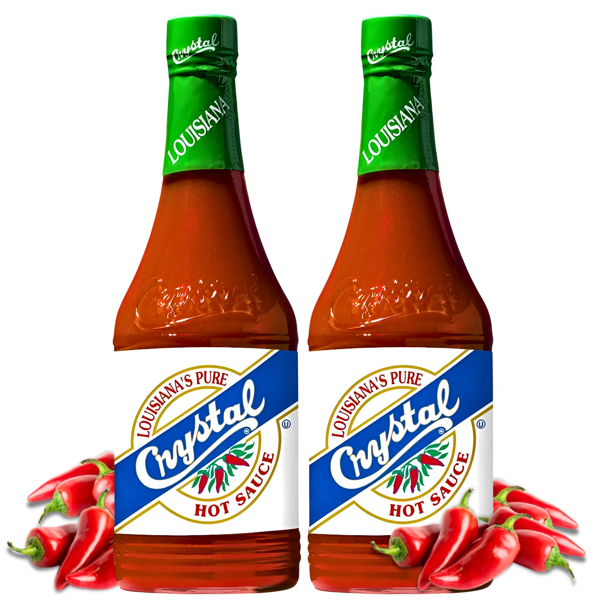 Louisiana's Pure Crystal Hot Sauce 12oz (Pack of 2) - Original Flavor, Low Fat & Low Sodium - Perfect for Sandwiches, Soups, Stews, Fries - Ideal for BBQ, Wings, Tacos & Home Cooking