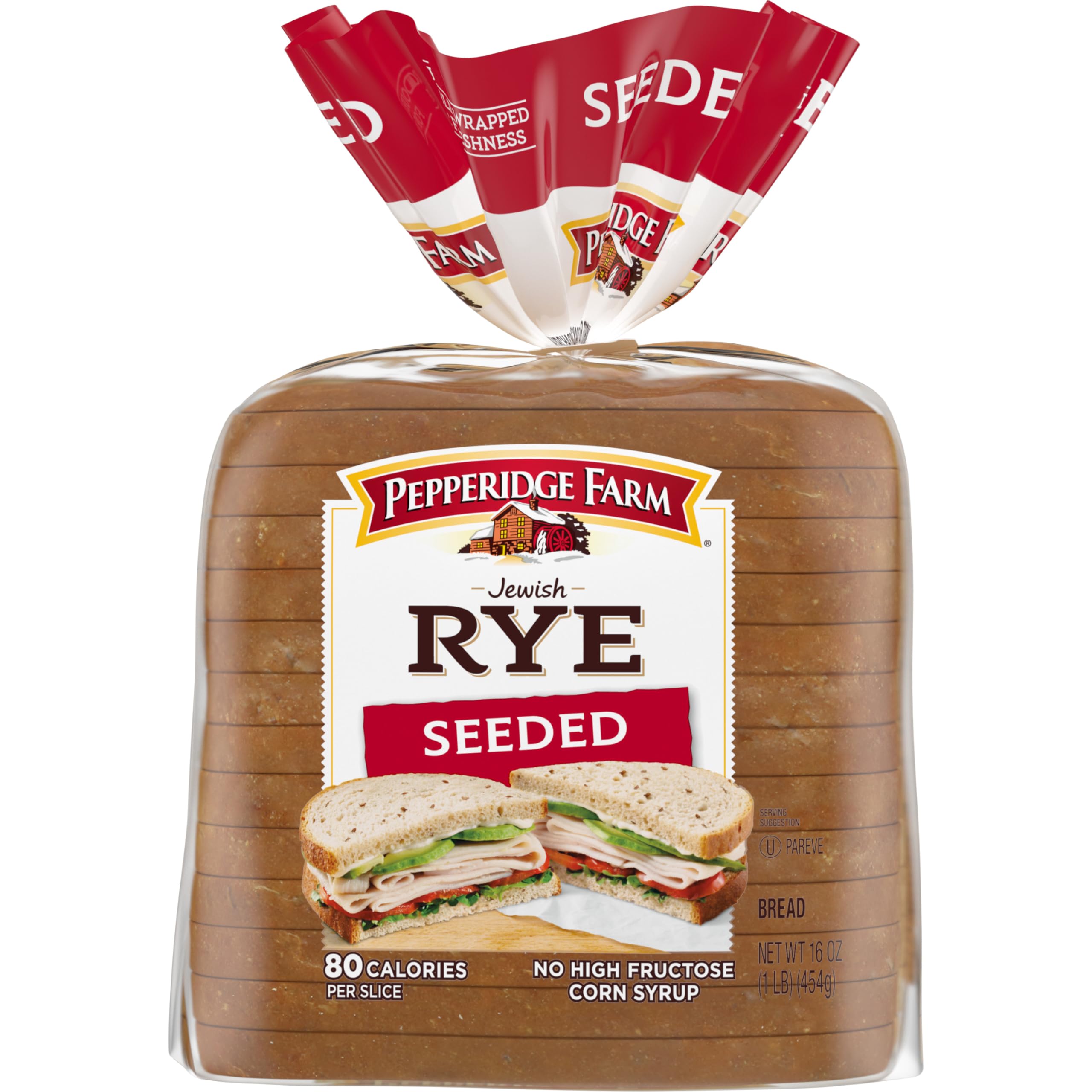 Pepperidge Farm Seeded Jewish Rye Bread - 16 Oz (1 lb) Fresh Bakery Loaf for Sandwiches & Deli Meals