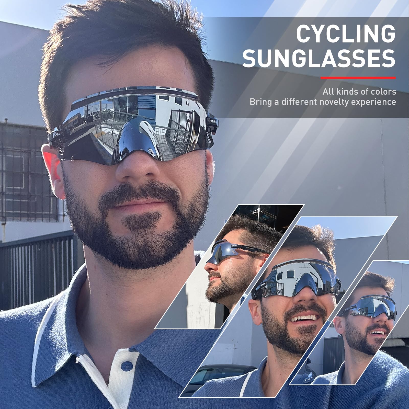 KAPVOE Cycling Sunglasses for Men & Women - Mountain Bike, Sport, Motorcycle, BMX & Equestrian Riding - UV Protection Polarized Lens for Outdoor Activities