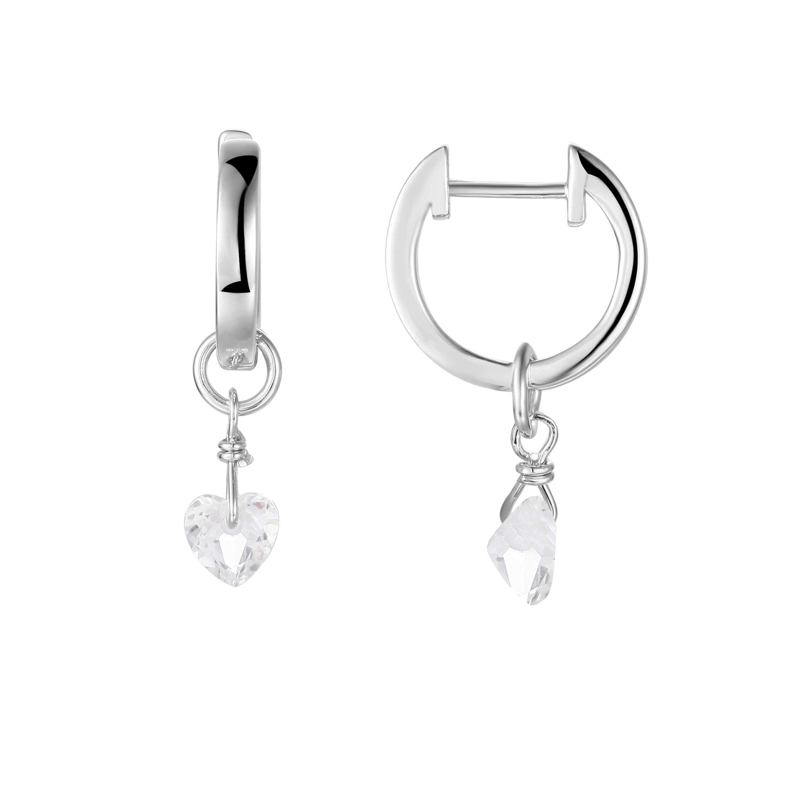 White Topaz Heart Earrings – Sterling Silver Dangle Earrings for Women, Elegant Valentine's Day Gift, Perfect for Weddings & Date Nights