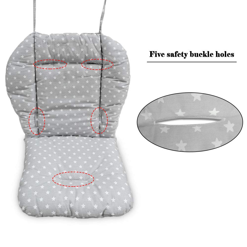 Premium Baby High Chair Cushion - Soft, Comfortable & Breathable Seat Pad with Gray Star Pattern - Ideal for Feeding, Weaning & Playtime at Home or Restaurant