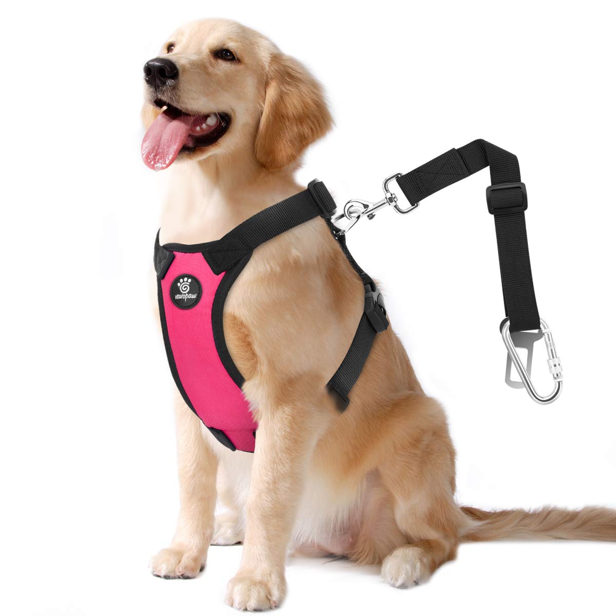 **Heavy Duty Dog Seat Belt for Car - Adjustable Nylon Pet Safety Harness with Buckle, XL Size in Magenta - Perfect for Road Trips & Safe Car Travel with Your Pet**