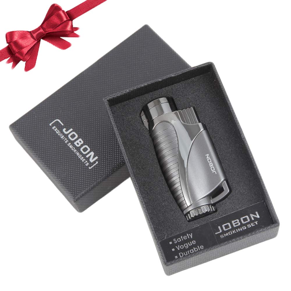 Windproof Butane Lighter - Adjustable Turbo Flame for Cigars & Outdoor Use