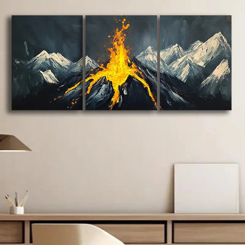 3-Piece Mountain Summit Metal Print Wall Art - Ready to Hang Landscape Decor for Living Room, Office & Bedroom