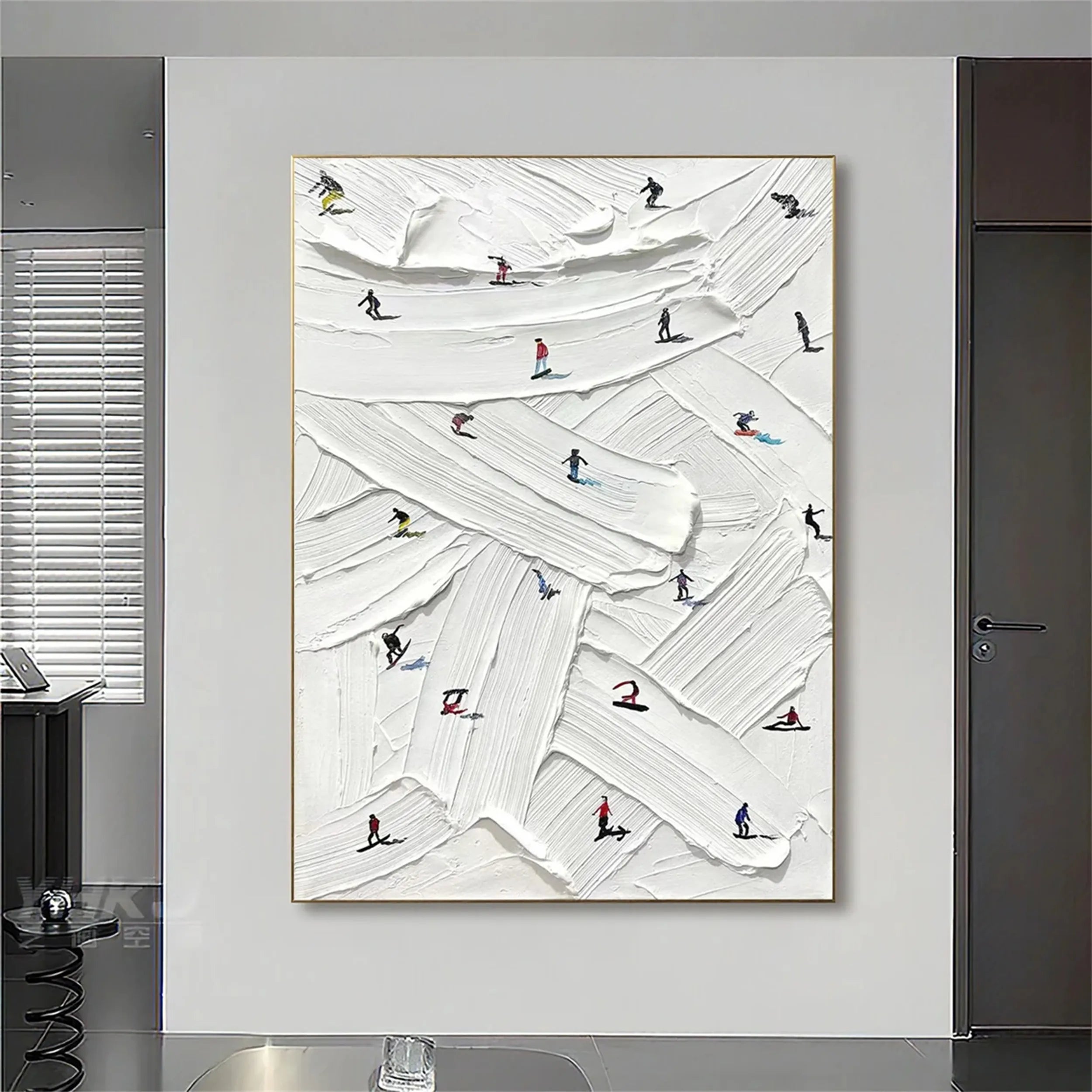 Premium Skiing Sport Art Textured Painting Canvas Wall Decor #MM216 - Perfect for Living Room, Bedroom & Ski Lodge Decor