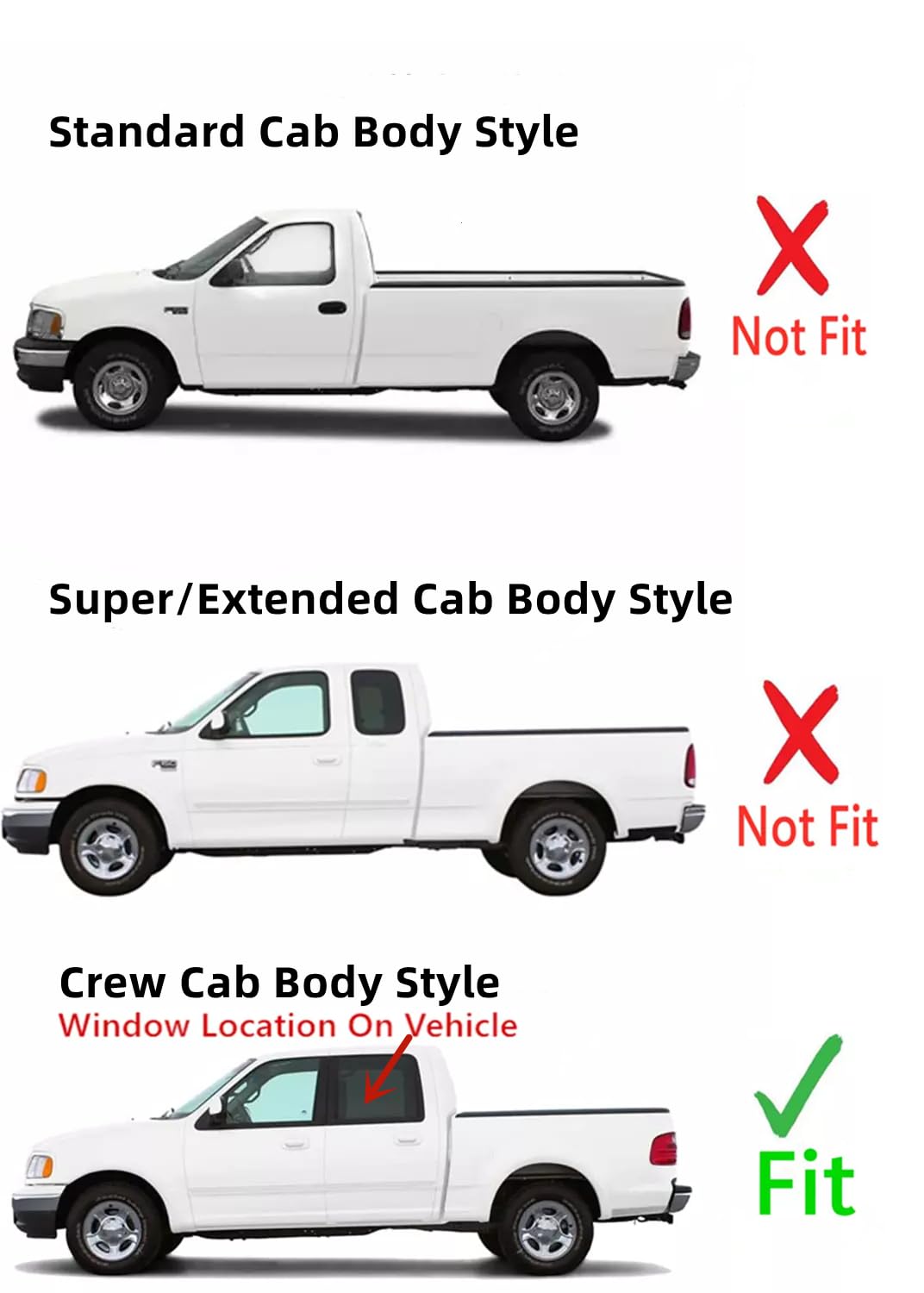 Ford F150 Pickup & Lincoln Blackwood Rear Left Side Window Glass Replacement - Compatible with 2001-2003 4-Door Crew Cab Models | Perfect for Auto Glass Repair & Vehicle Maintenance