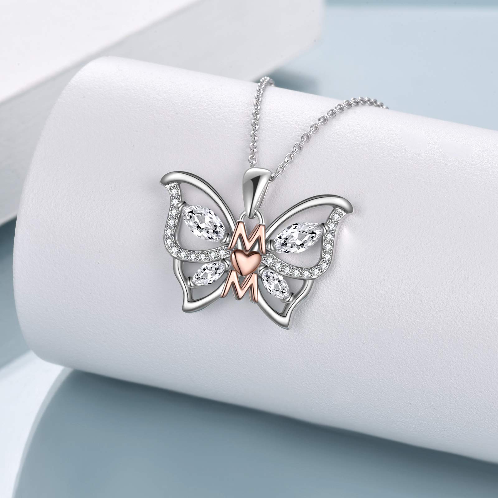 WINNICACA Sterling Silver Heart Butterfly Pendant Necklace - Thoughtful Mother's Day Gift from Daughter or Son, Birthday Present for Mom, Women's Jewelry | Perfect for Special Occasions & Everyday Wear