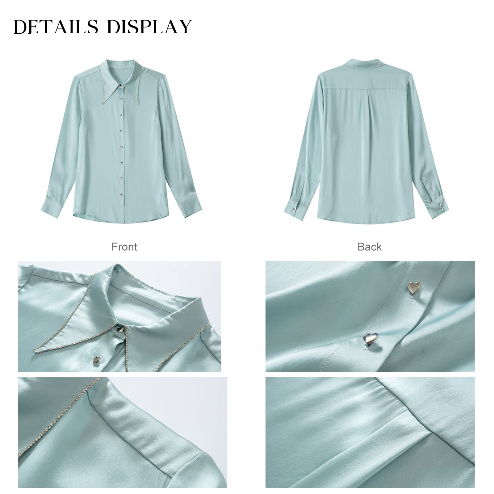 COLD POSH 100% Pure Silk Blouse for Women - Long Sleeve Elegant Button Down Shirt with Smooth Finish | Perfect for Office Wear, Business Meetings & Special Occasions