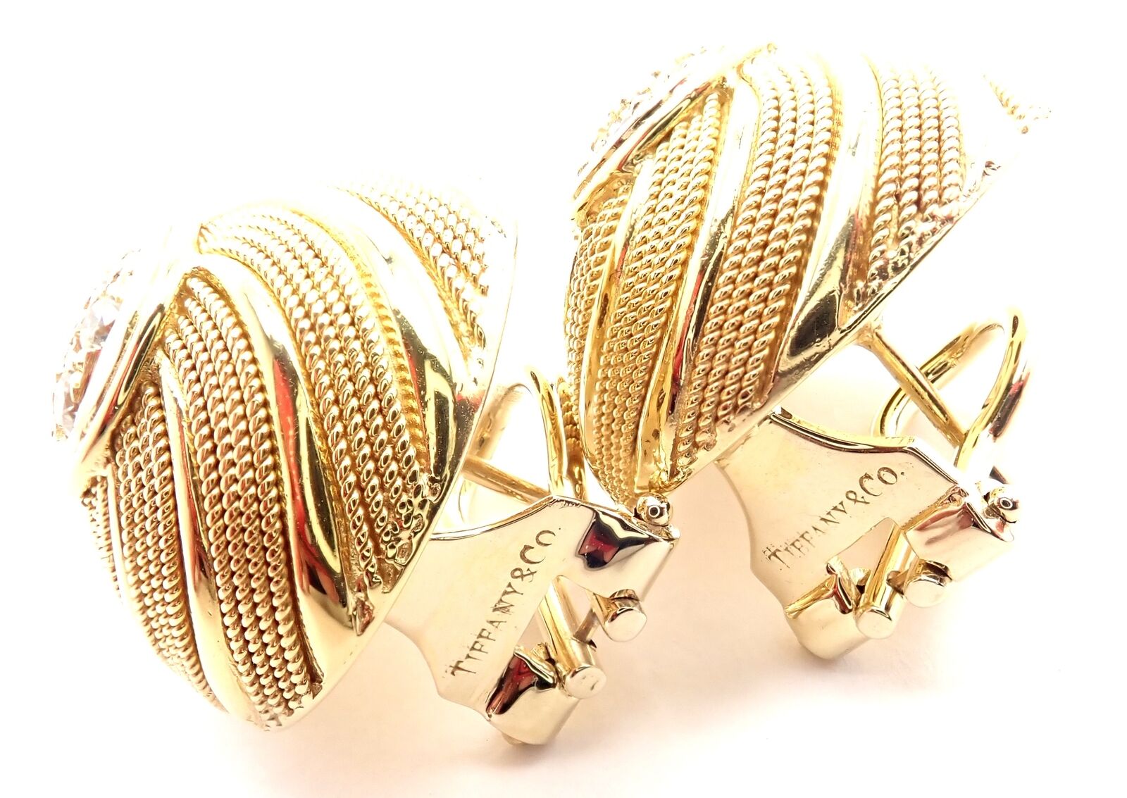 Authentic Tiffany & Co 18k Yellow Gold Diamond Earrings - Luxury Gift for Women, Anniversary & Special Occasions