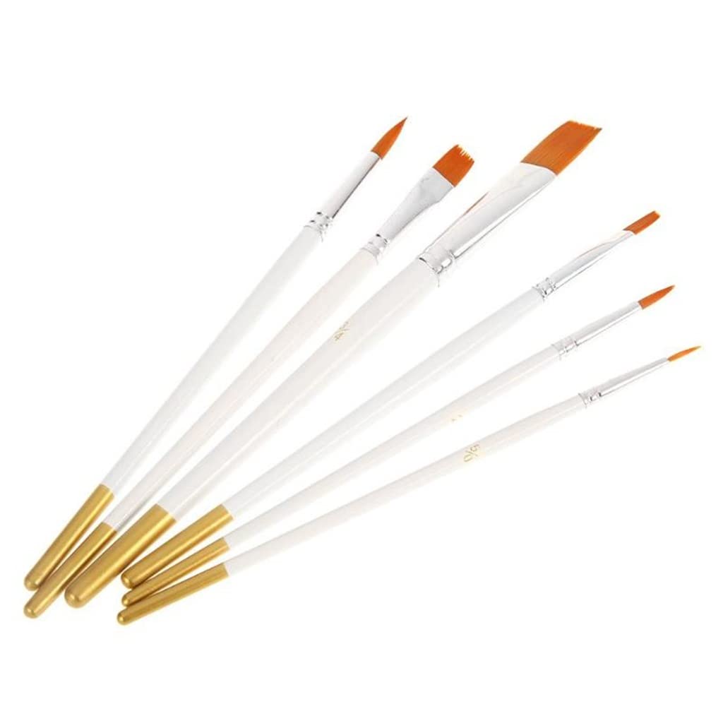 LLLY 6-Piece Nylon Hair Oil Paint Brushes Set - Professional Watercolor, Oil & Acrylic Painting Tools for Kids & Adults - Perfect for DIY Art Projects, Canvas Painting & School Art Classes