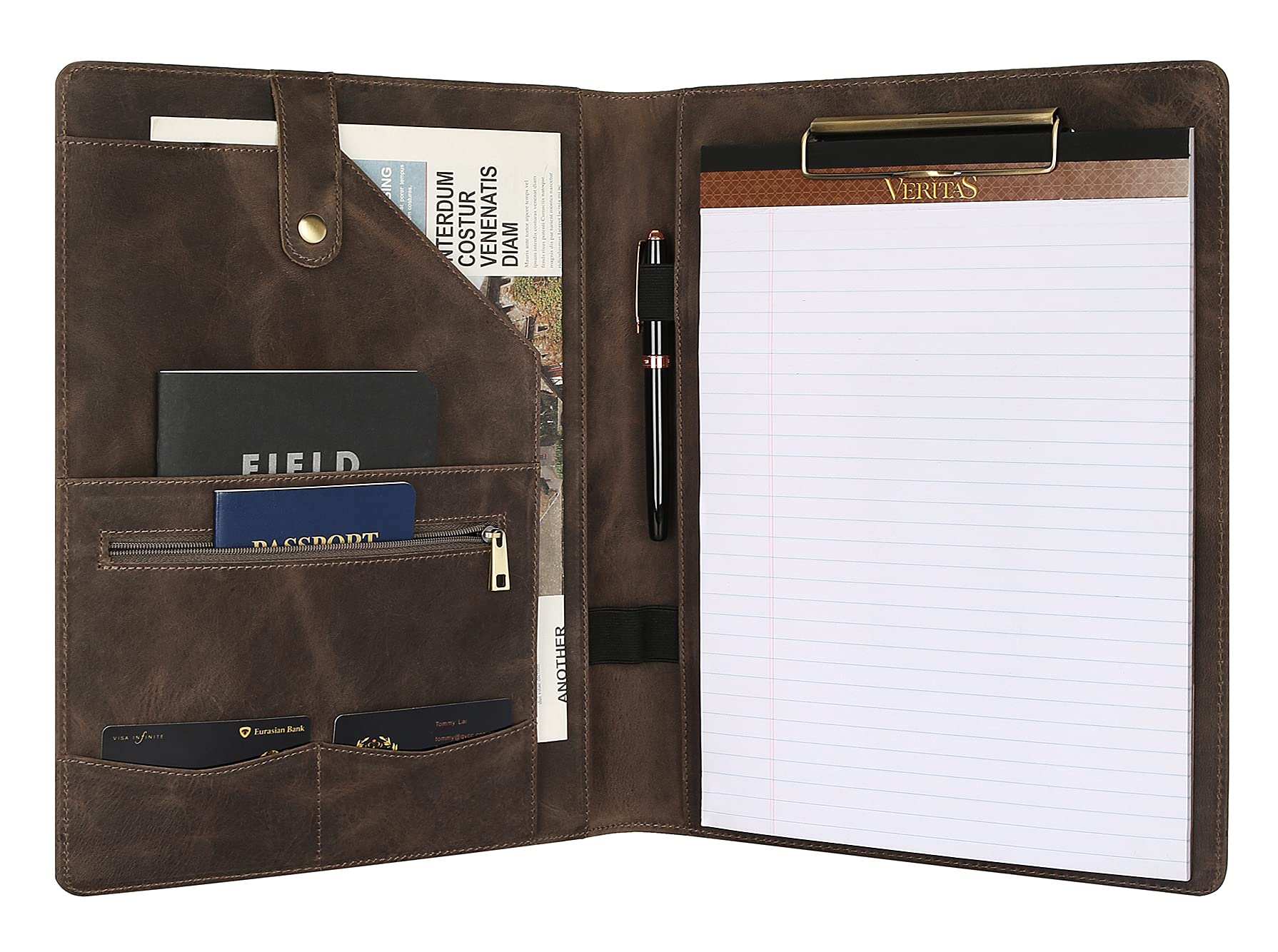 Custom Engraved Leather Portfolio for Men & Women - Personalized Leather Clipboard Binder with Resume Padfolio - Professional Grey Leather Gift for Christmas (Clipboard, Standard Size) - Perfect for Job Interviews, Office Work & Corporate Gifting