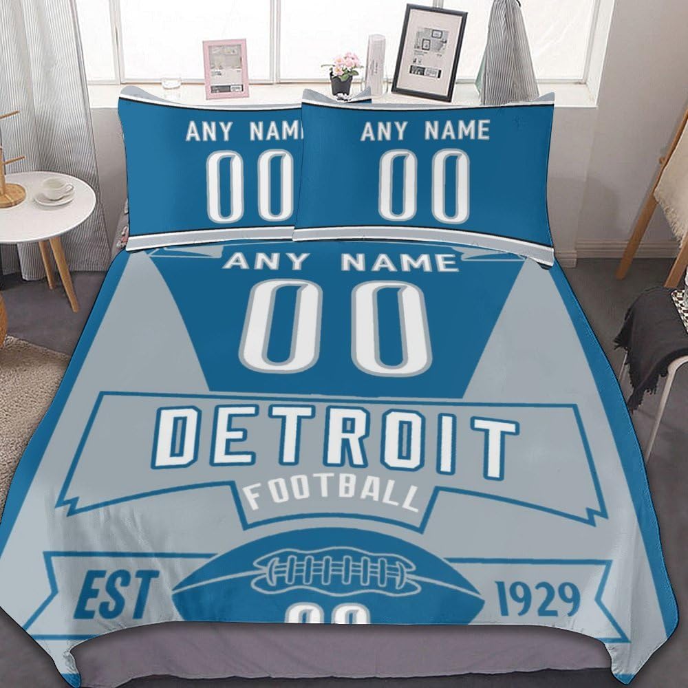 Custom Football Comforter Set - 3 Piece Bedding with Comforter Cover & 2 Pillowcases | Personalized Name & Number | Soft Lightweight Quilt for Sports Fans | Perfect for Game Day Decor & Football Themed Bedrooms
