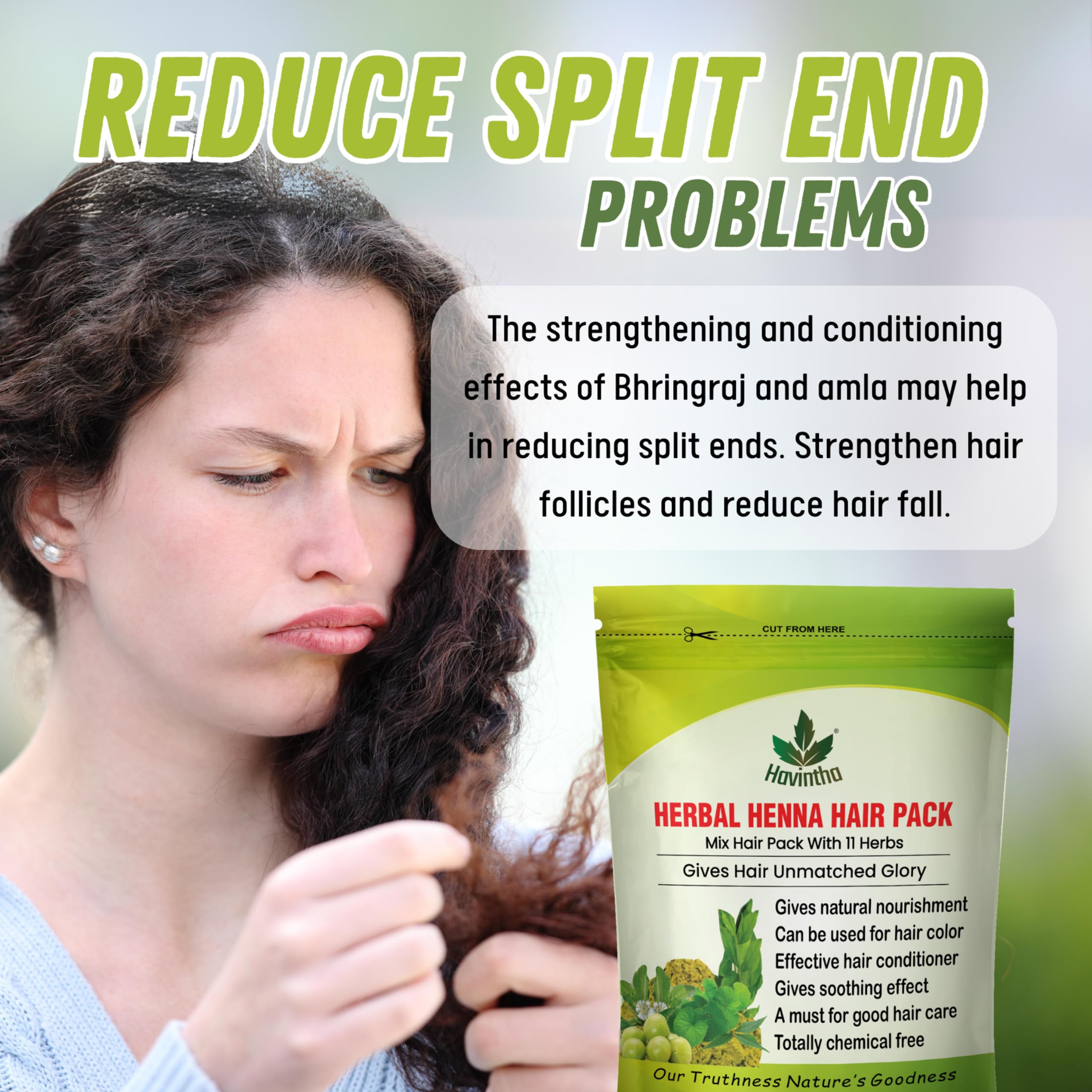 Havintha 100% Natural Herbal Henna Hair Powder for Hair Color & Conditioning | 11 Herbs Mehandi Powder for Hair Growth & Scalp Care | 227g | Safe for DIY Hair Dye, Bridal Hair Care & Ayurvedic Treatments