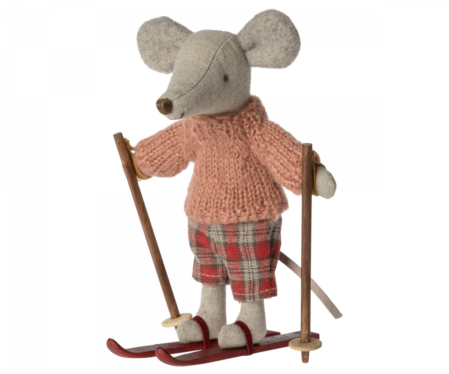 Maileg Big Sister Winter Mouse with Ski Set - Adorable Nordic Skiing Toy for Kids | Perfect for Holiday Decor, Christmas Gifts & Winter Playtime