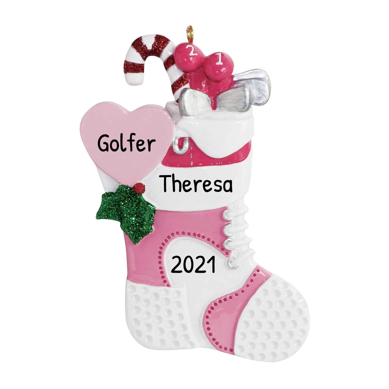 Personalized Golf Ornament 2024 - Pink 'My First Golf Bag' Golfer Gift for Men & Women | Unique Golf Decor, Christmas Tree & Golf Cart Decoration | Perfect Golf-Themed Holiday Gift & Tournament Prize