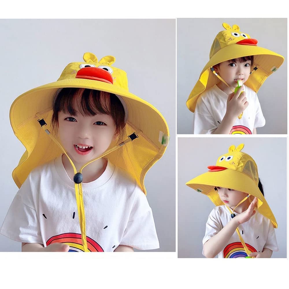 Kids Sun Hats with Wide Brim & Whistle - UV Protection Beach Hats for Boys & Girls Ages 3-8 | Adjustable Outdoor Sports Hat for Swimming, Hiking, and Summer Activities
