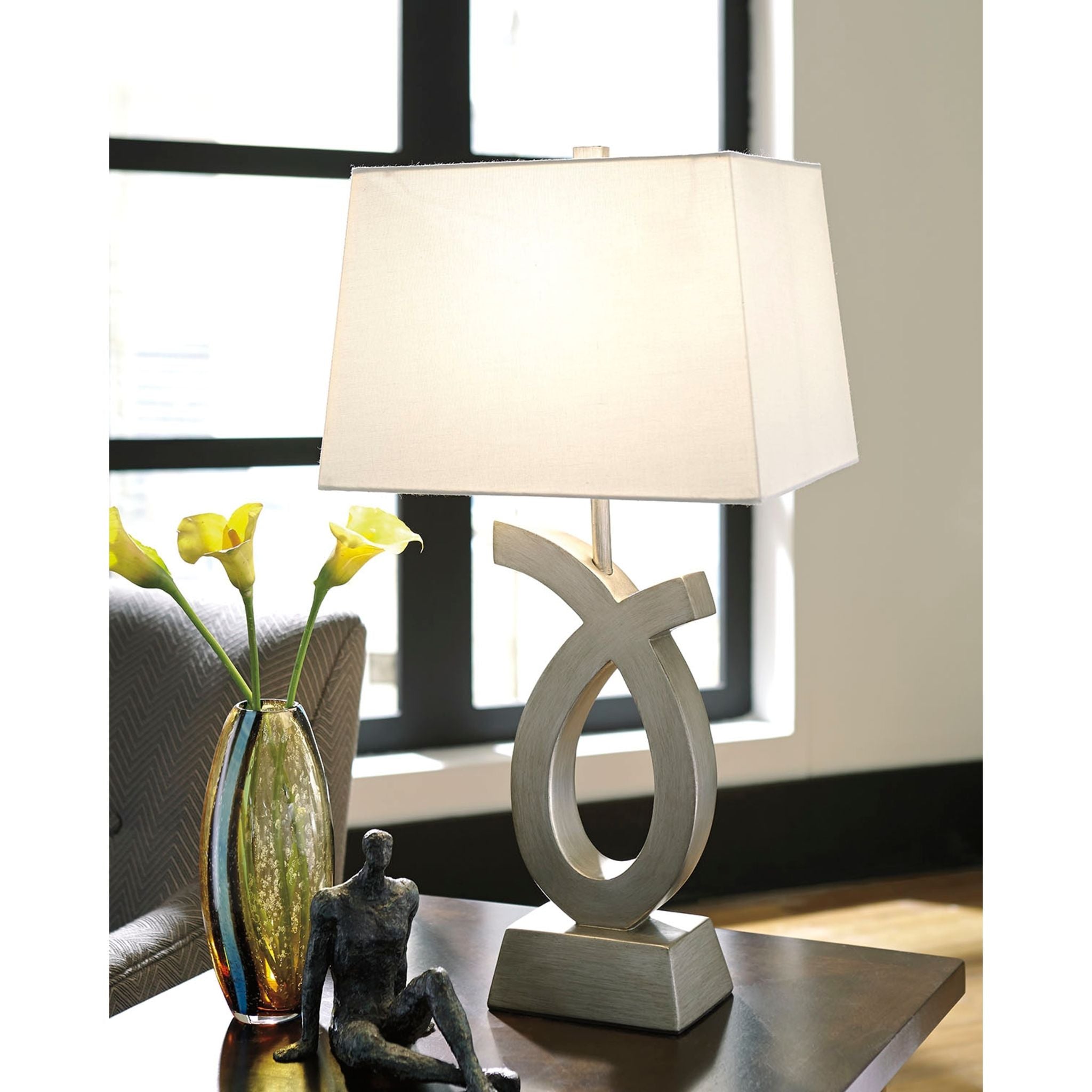 Amayeta Silver Finish Table Lamp Pair - 27.75