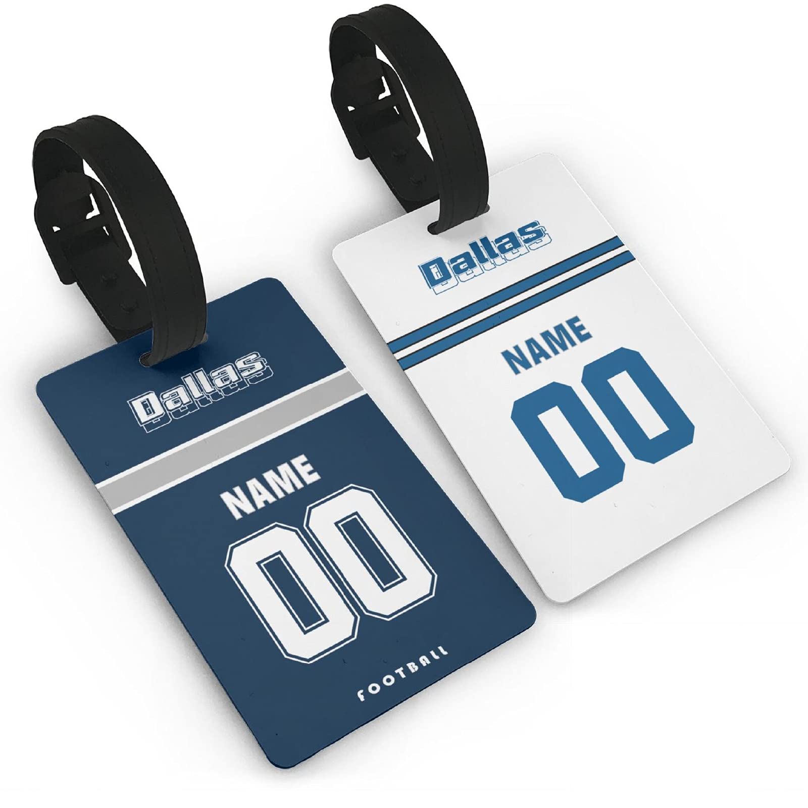 Personalized Dallas Custom Luggage Tags - Set of 2 with Any Name & Number - Unique Travel Gift for Men - Perfect for Airports, Business Trips & Vacation Identification