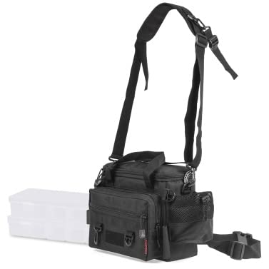 **Waterproof Fishing Tackle Bag with 2 Tackle Box Trays – Large Capacity Multifunctional Lure Storage, Shoulder & Waist Bag – Ideal for Freshwater & Saltwater Fishing, Kayak & Boat Trips**
