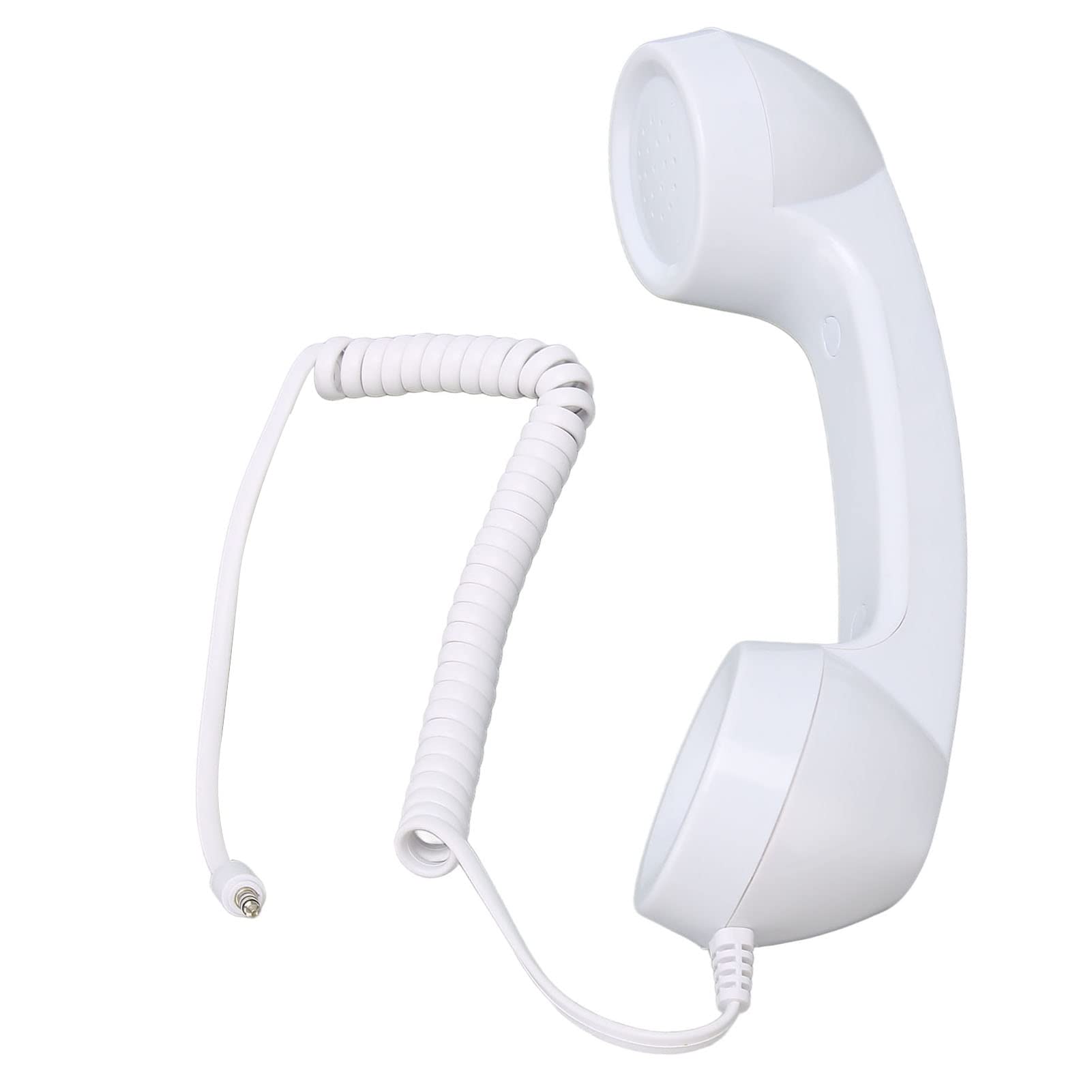 Vintage Retro 3.5mm Wired Telephone Handset - Classic Style Cell Phone Mic & Receiver for iPhone, Android Smartphones, Computers - Perfect for Podcasting, Gaming, Streaming & Office Calls (White)