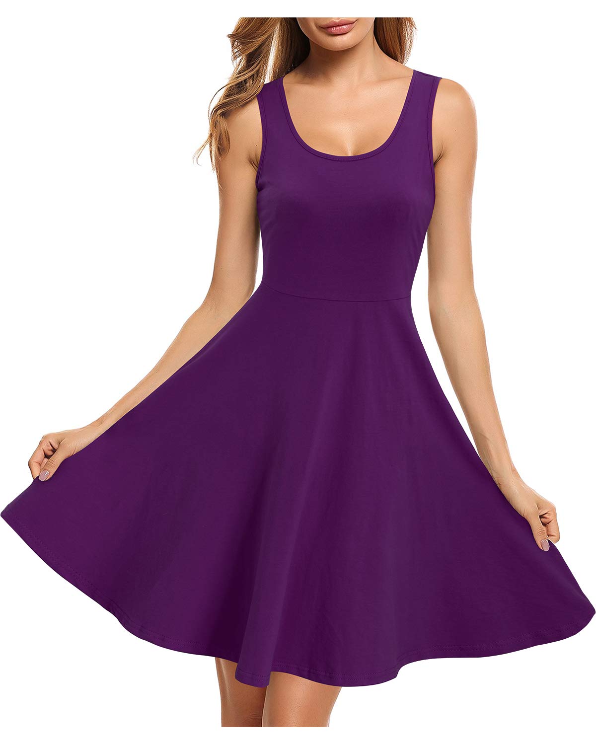 STYLEWORD Women's Summer Dress - Casual Sleeveless Cotton Skater Midi Dress for Beach, Vacation & Everyday Wear | Flowy A-Line Sundress