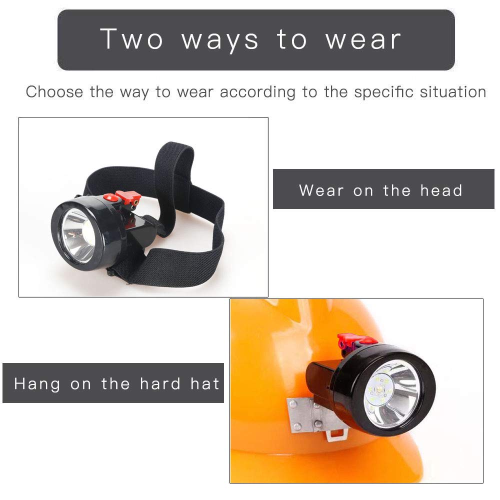 Rechargeable 7 LED Mining Cap Lamp - Waterproof Explosion Proof Hard Hat Light for Coal Miners, Outdoor Work & Professional Use - Ideal for Construction, Camping, Emergency & Night Activities (Red)