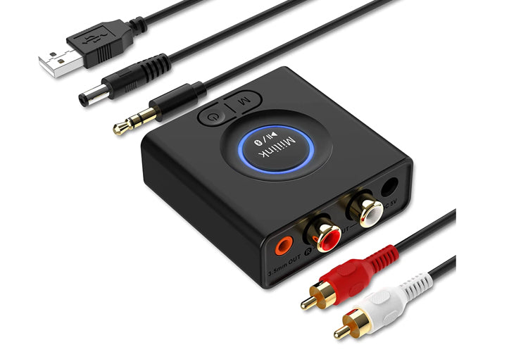 1Mii MiiLink ML200 Bluetooth 5.0 Audio Receiver - Wireless Music Streaming Adapter for Home Stereo, Car Audio & Speakers | AUX RCA Output | Long Range Connectivity | Plug & Play Setup