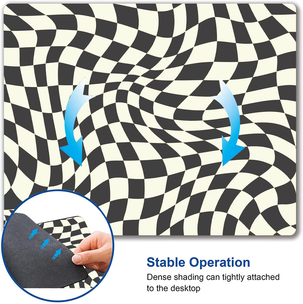 Black & White Checkered Mouse Pad - Non-Slip Rubber Base, Waterproof Square Mouse Mat for Office & Laptop - Perfect for Gaming, Work & Home Computer Setup