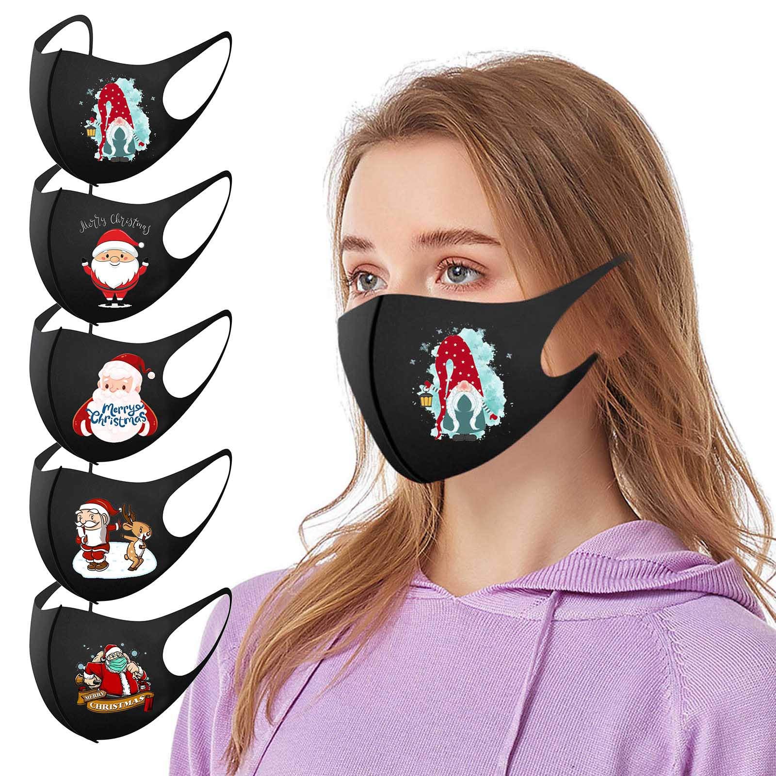 Gerichy Christmas Santa Print Face Mask for Adults - Washable, Breathable Balaclava for Holiday & Winter Outdoor Activities