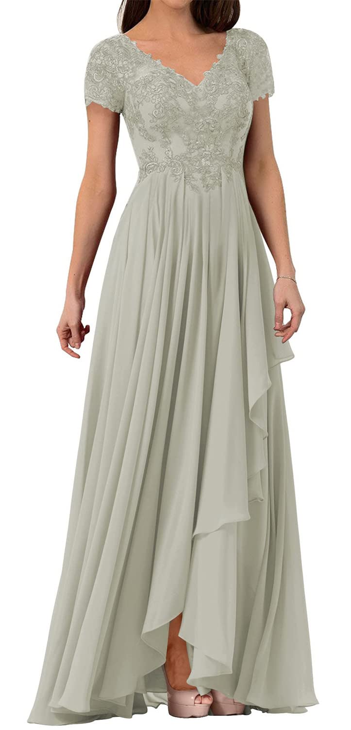 Elegant Mother of The Bride Dress - Lace Formal Evening Gown with Chiffon Fabric for Wedding Guest | Women's Short Sleeve Party Dress for Special Occasions, Ceremonies & Formal Events