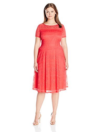 Sangria Women's Plus Size Short Sleeve Lace Dress - Elegant Floral Summer Dress for Casual Outings, Parties & Date Nights