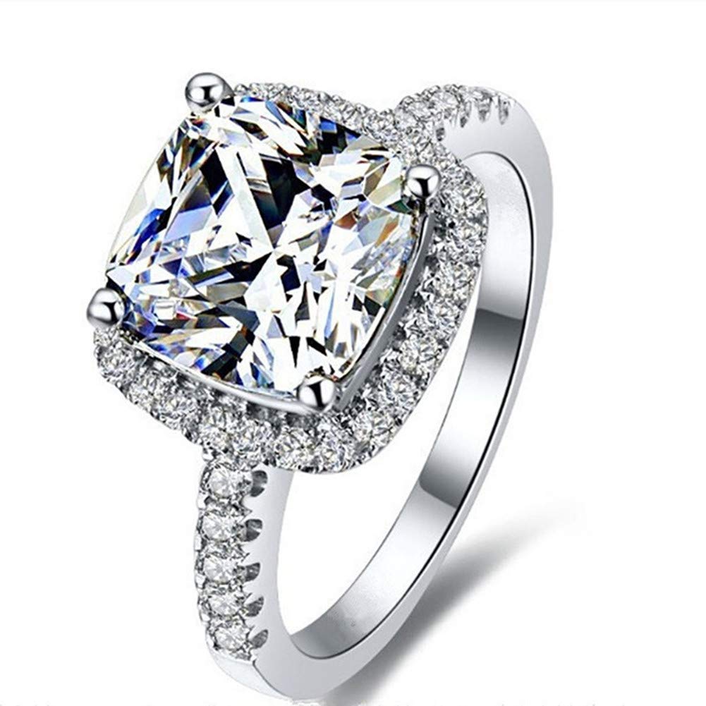 3 Carat Cubic Zirconia Sterling Silver Engagement Ring - Solitaire Wedding Band for Women, Anniversary Jewelry Gift - Perfect for Proposals, Bridal Sets & Special Occasions